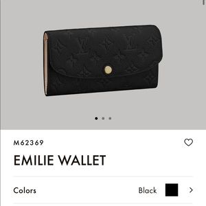 Black Emilie Louis Vuitton wallet